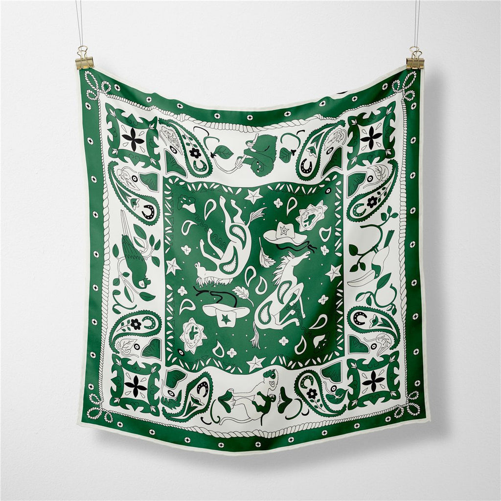 Classic Western Bandana Square Scarf - Green
