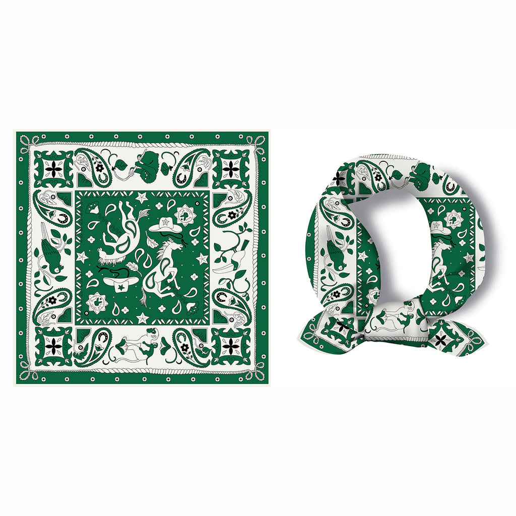Classic Western Bandana Square Scarf - Green - 1
