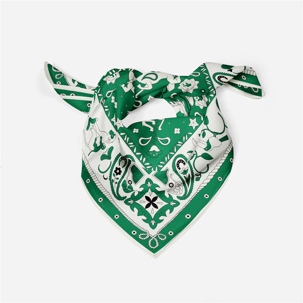 Classic Western Bandana Square Scarf - Green - 2