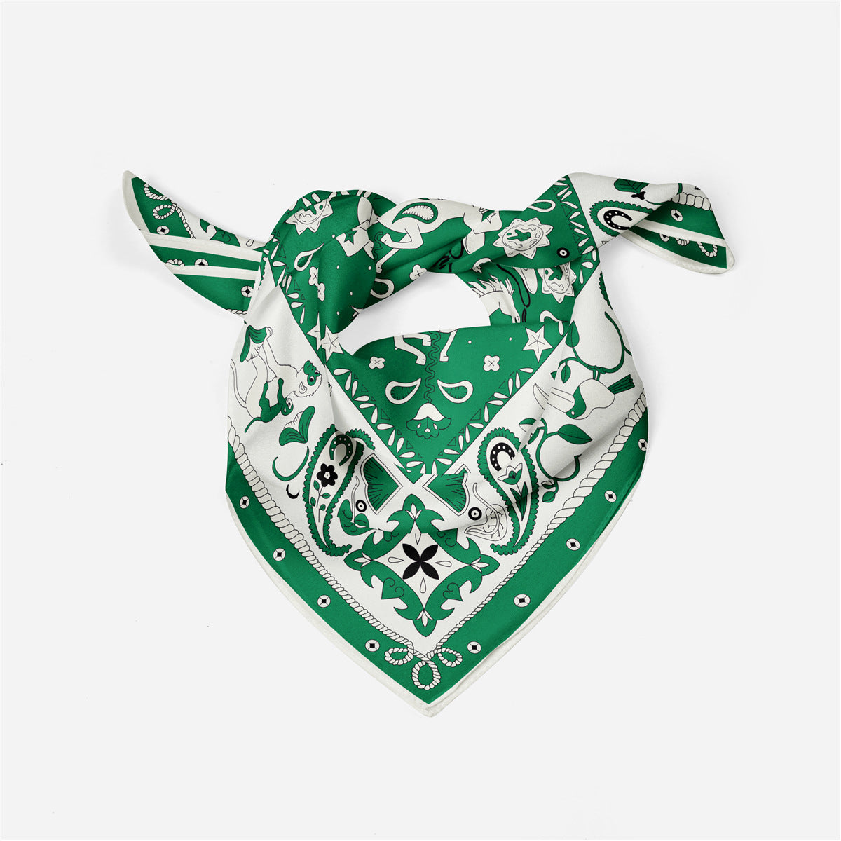 Classic Western Bandana Square Scarf - Green - 2