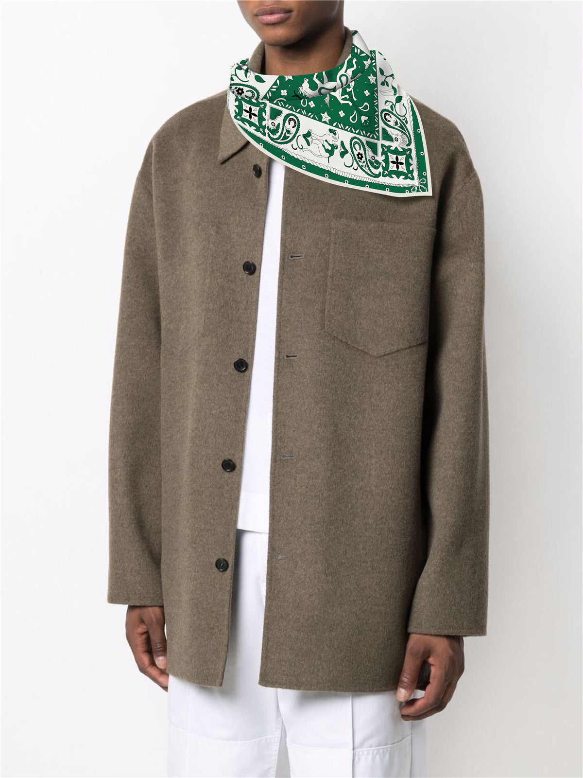 Classic Western Bandana Square Scarf - Green - 3