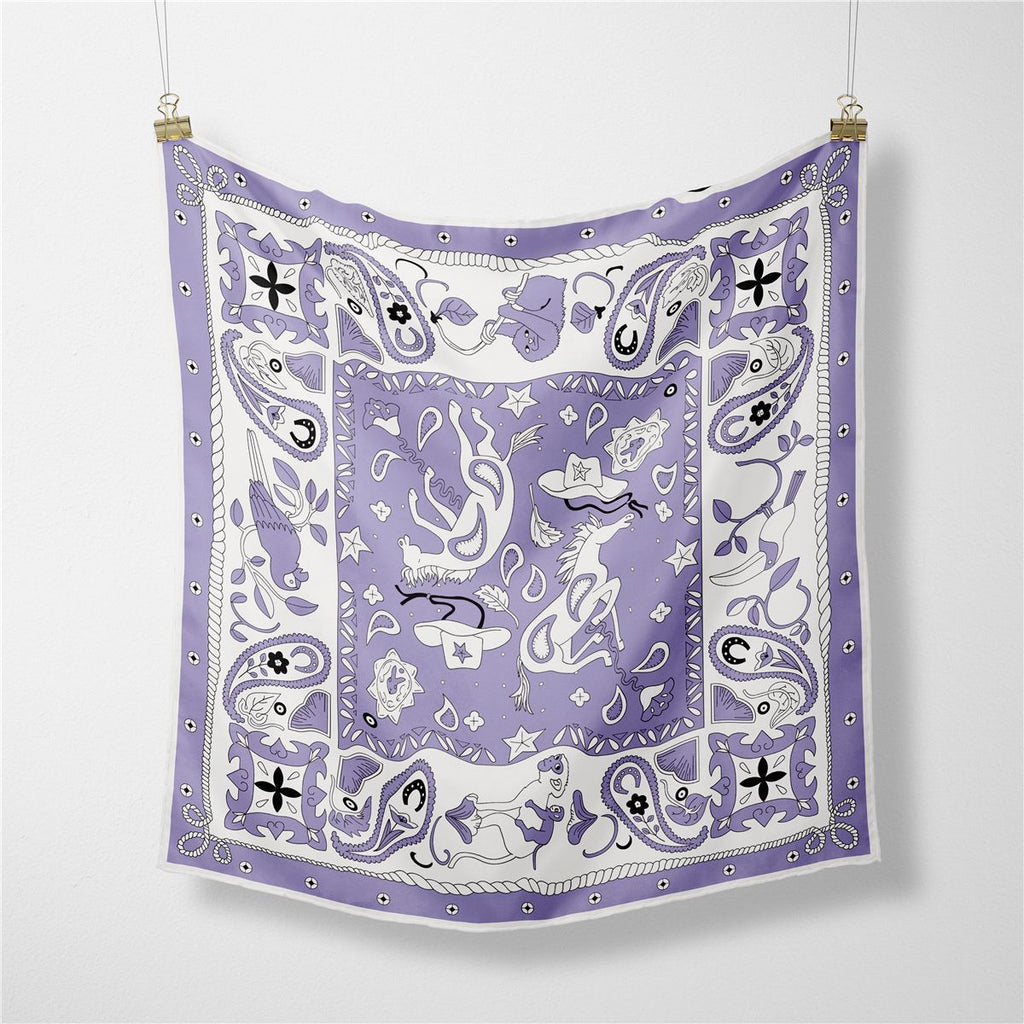 Classic Western Bandana Square Scarf - Purple