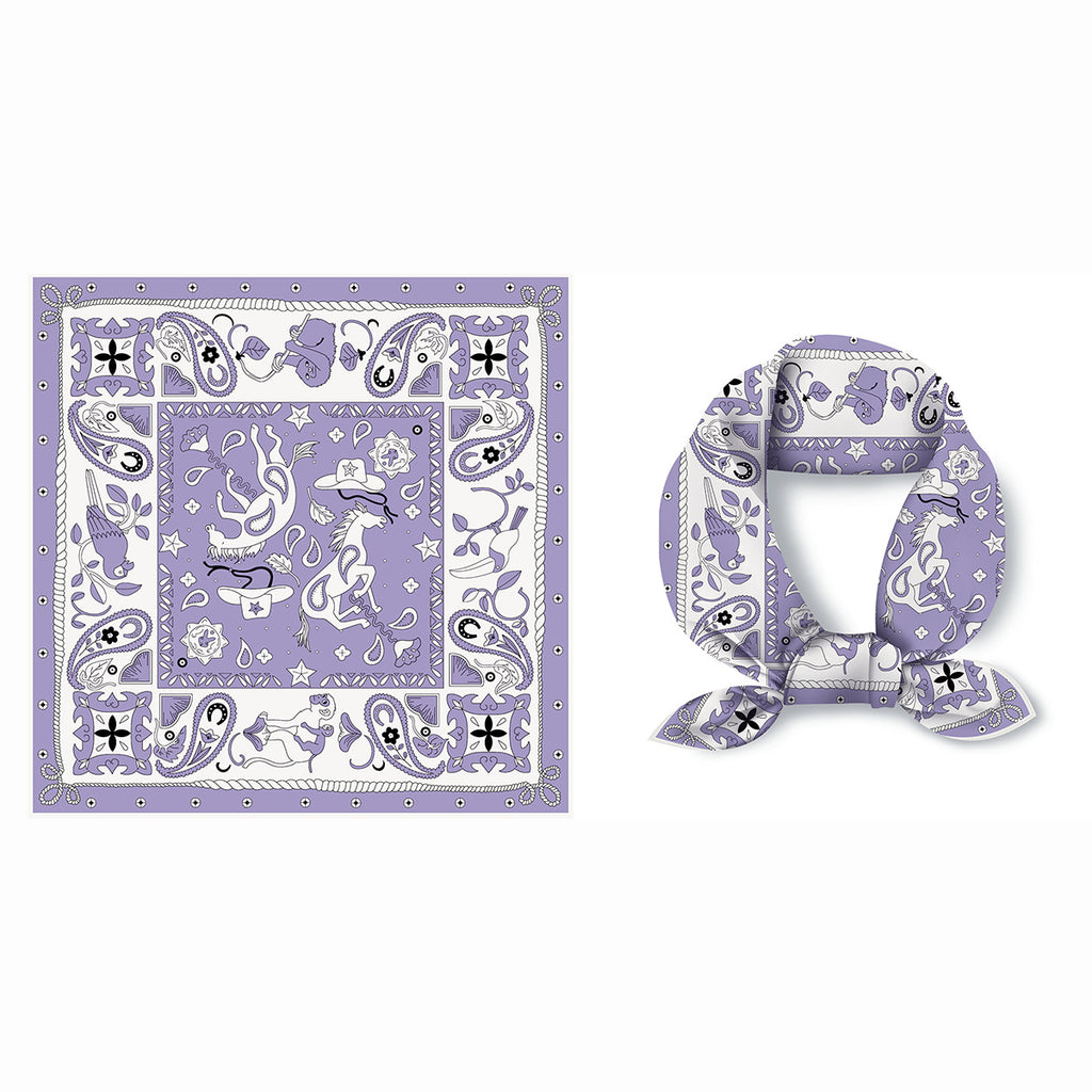 Classic Western Bandana Square Scarf - Purple - 1