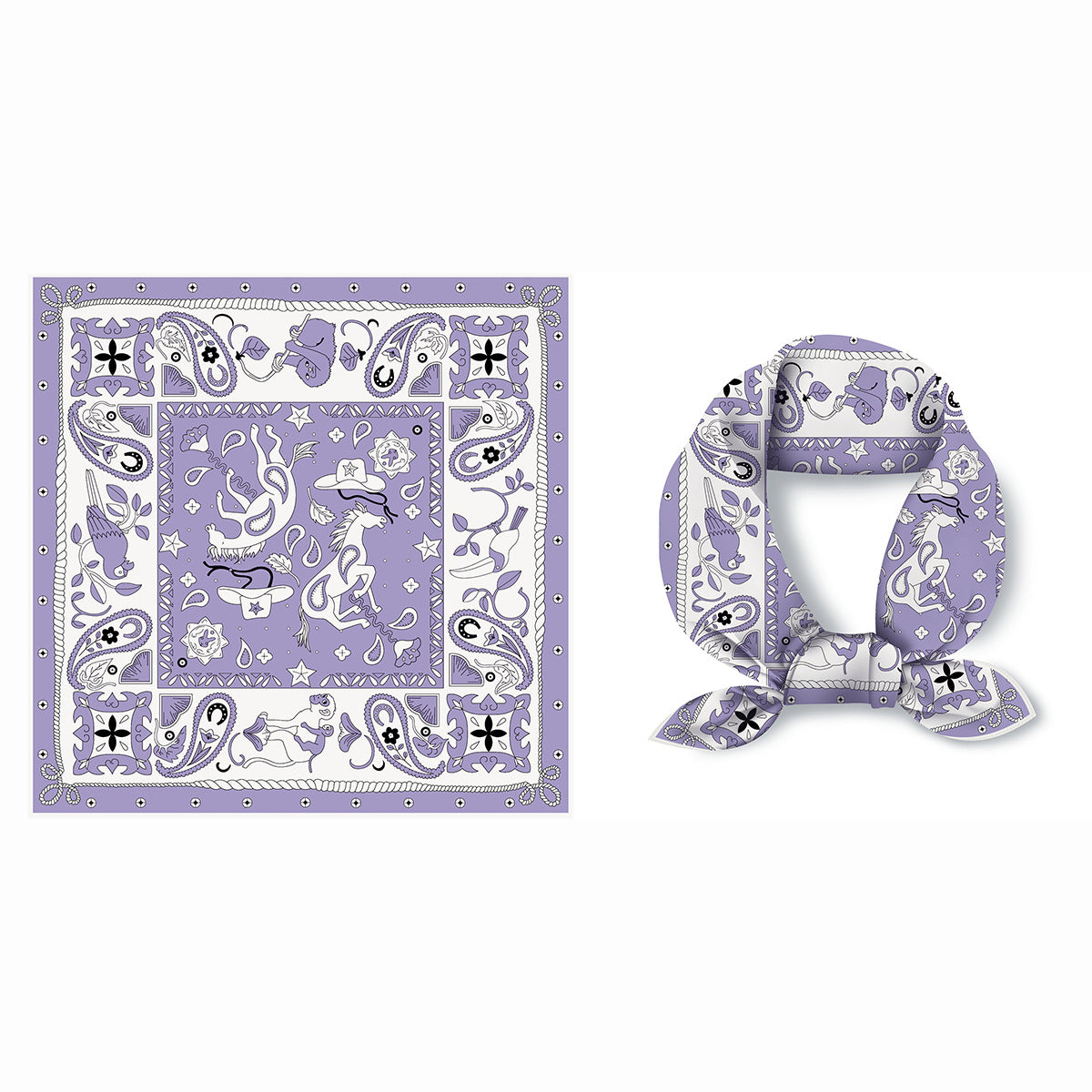 Classic Western Bandana Square Scarf - Purple - 1
