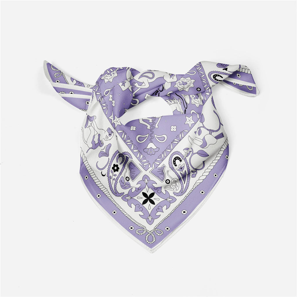 Classic Western Bandana Square Scarf - Purple - 2
