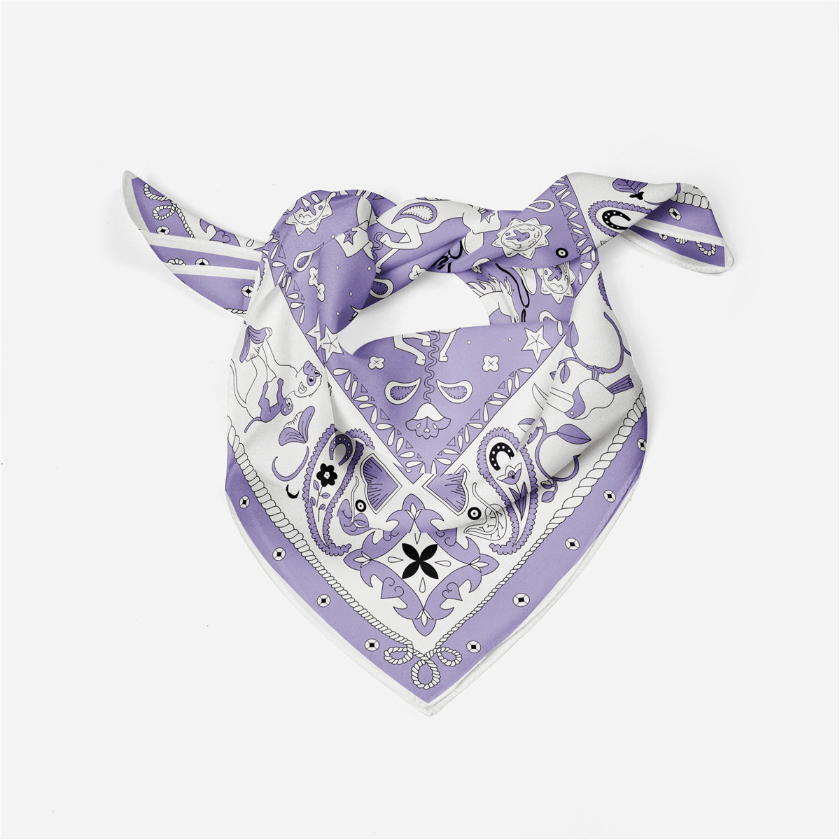 Classic Western Bandana Square Scarf - Purple - 2