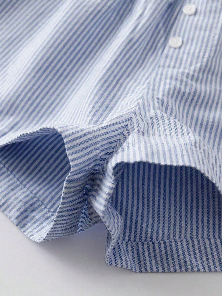 Pinstripe Elastic Waist Boxer Shorts - BlueStripe - 6