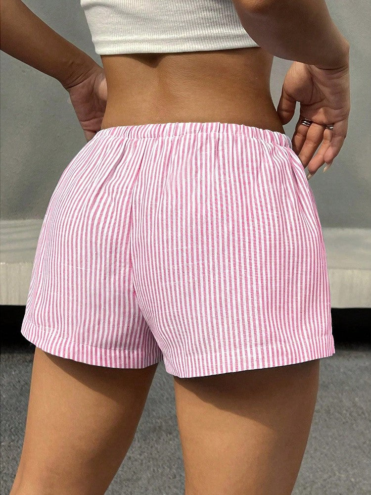 Pinstripe Elastic Waist Boxer Shorts - PinkStripe - 3