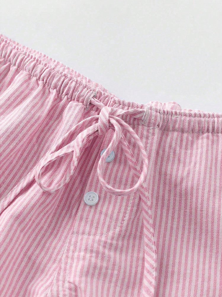 Pinstripe Elastic Waist Boxer Shorts - PinkStripe - 5