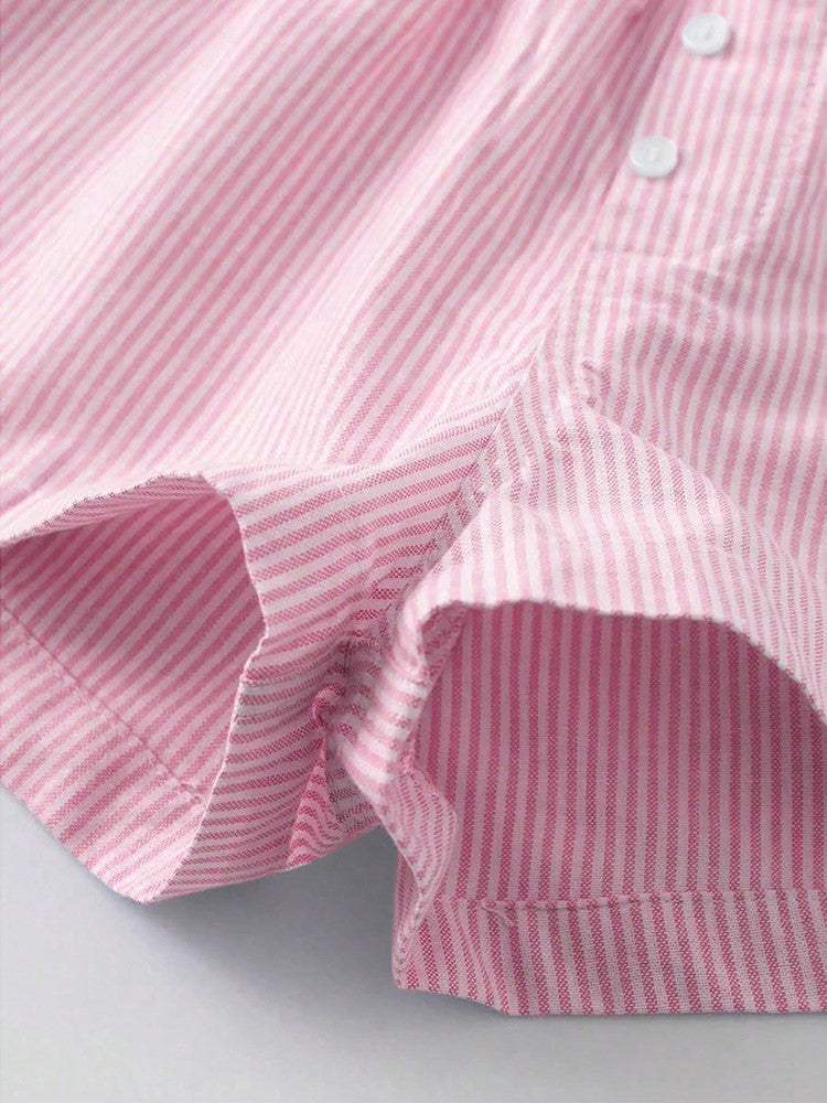 Pinstripe Elastic Waist Boxer Shorts - PinkStripe - 6