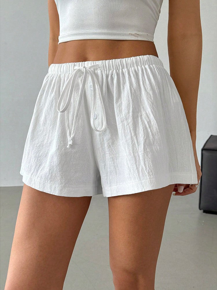 Pinstripe Elastic Waist Boxer Shorts - White