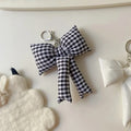 Checkered Ribbon Bow Keyring Charm - Black