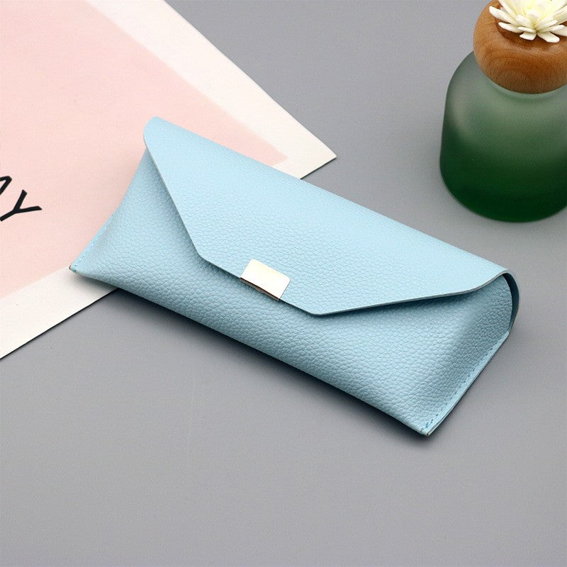 Folding Triangle Eyewear Case With Snap Clasp - Blue