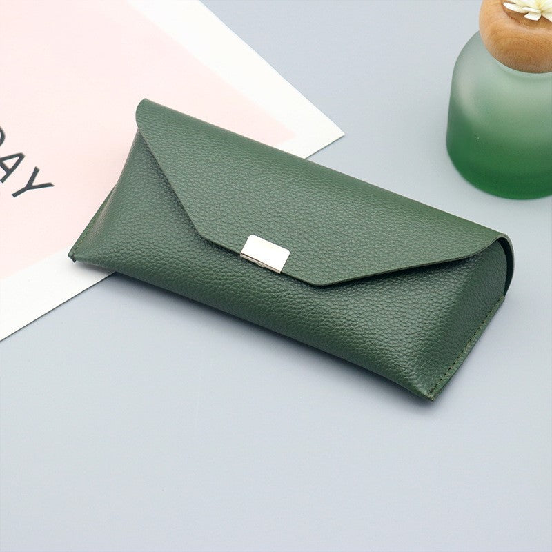 Folding Triangle Eyewear Case With Snap Clasp - Green