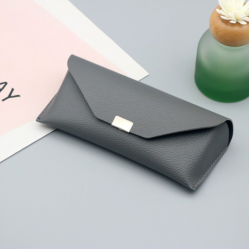 Folding Triangle Eyewear Case With Snap Clasp - Grey