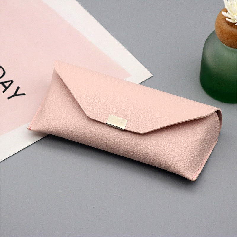 Folding Triangle Eyewear Case With Snap Clasp - Pink