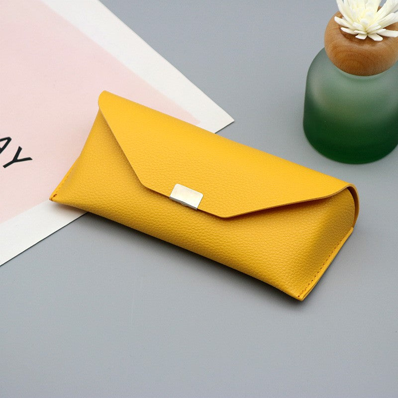 Folding Triangle Eyewear Case With Snap Clasp - Yellow - 1