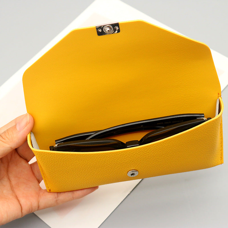 Folding Triangle Eyewear Case With Snap Clasp - Yellow - 2