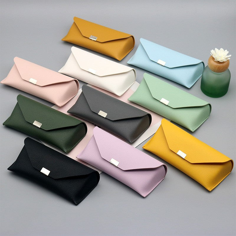 Folding Triangle Eyewear Case With Snap Clasp - Yellow - 3