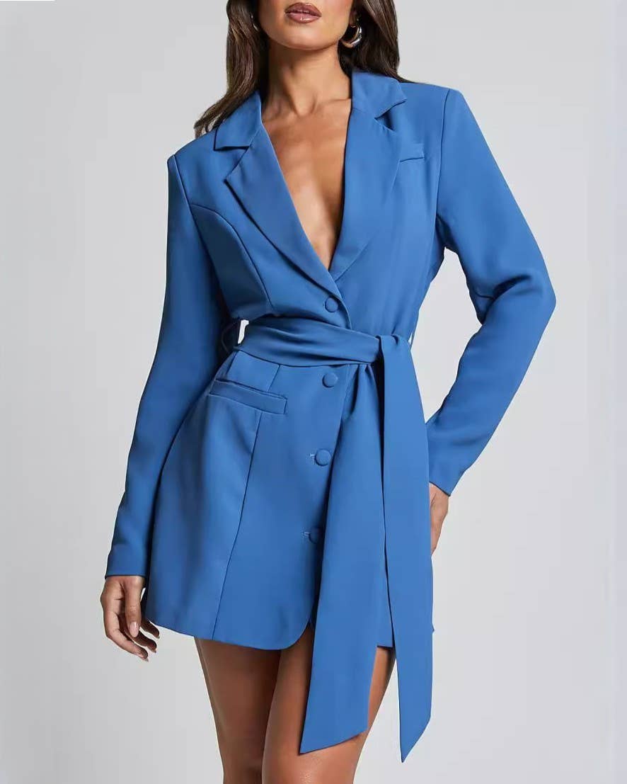 Tie Waist Blazer Mini Dress