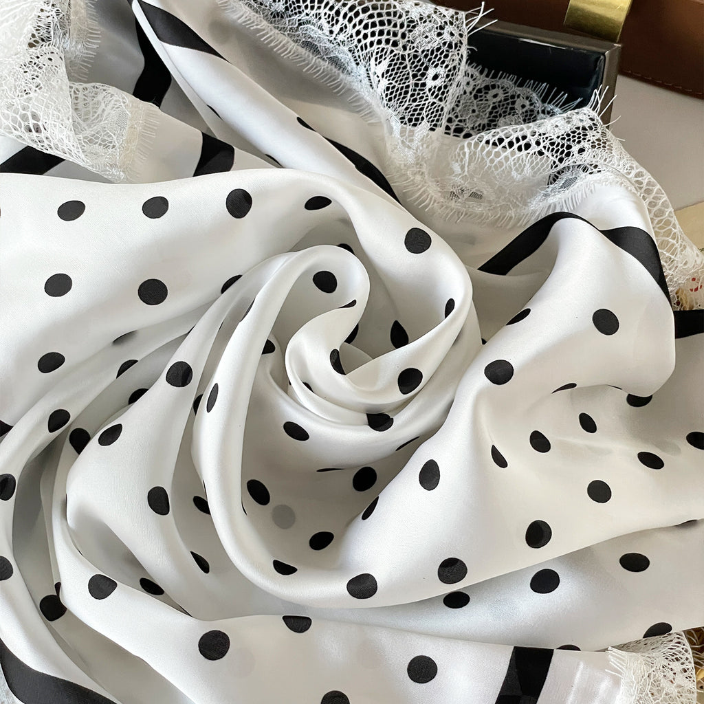 Satin Square Scarf With Lace Edging - view 6