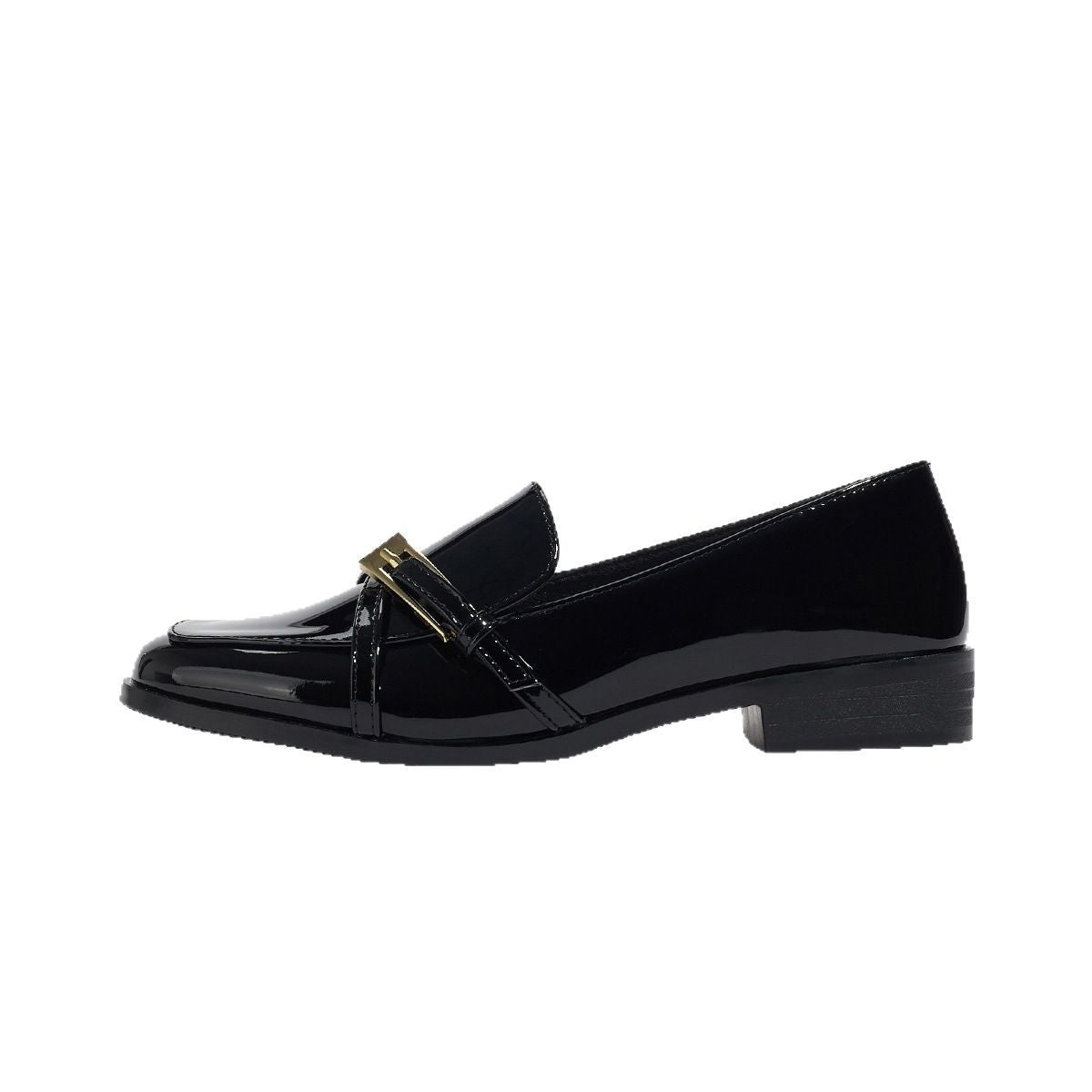 Glossy Patent Square Toe Buckle Loafers