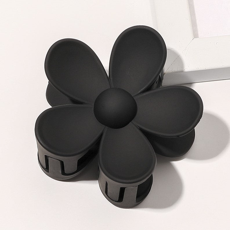Matte Daisy Flower Hair Claw Clip - black