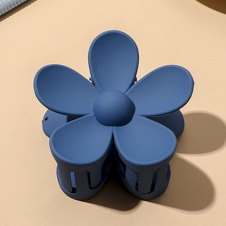 Matte Daisy Flower Hair Claw Clip - dark-blue