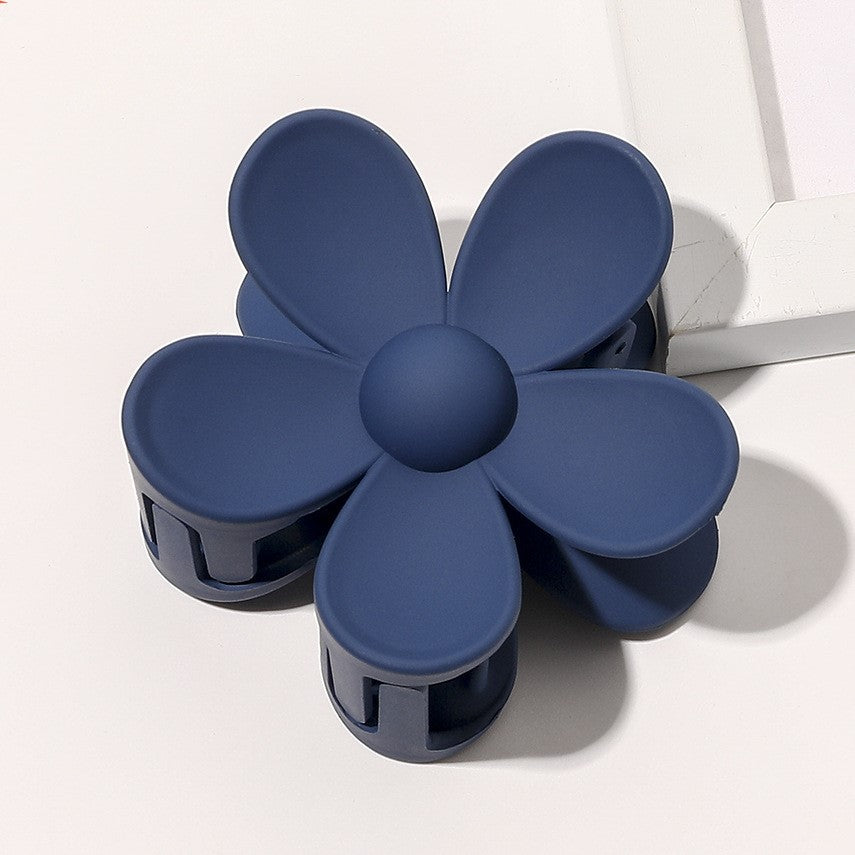 Matte Daisy Flower Hair Claw Clip - navy