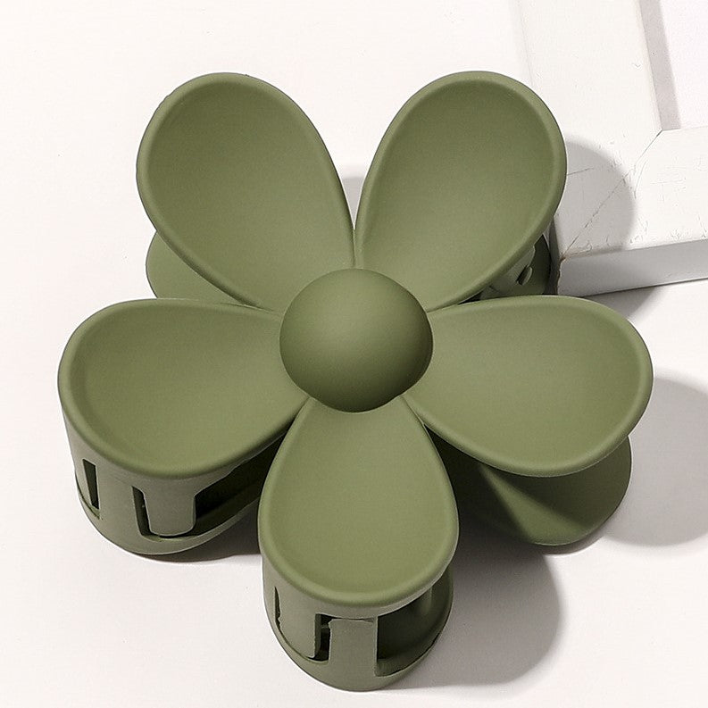 Matte Daisy Flower Hair Claw Clip - olive