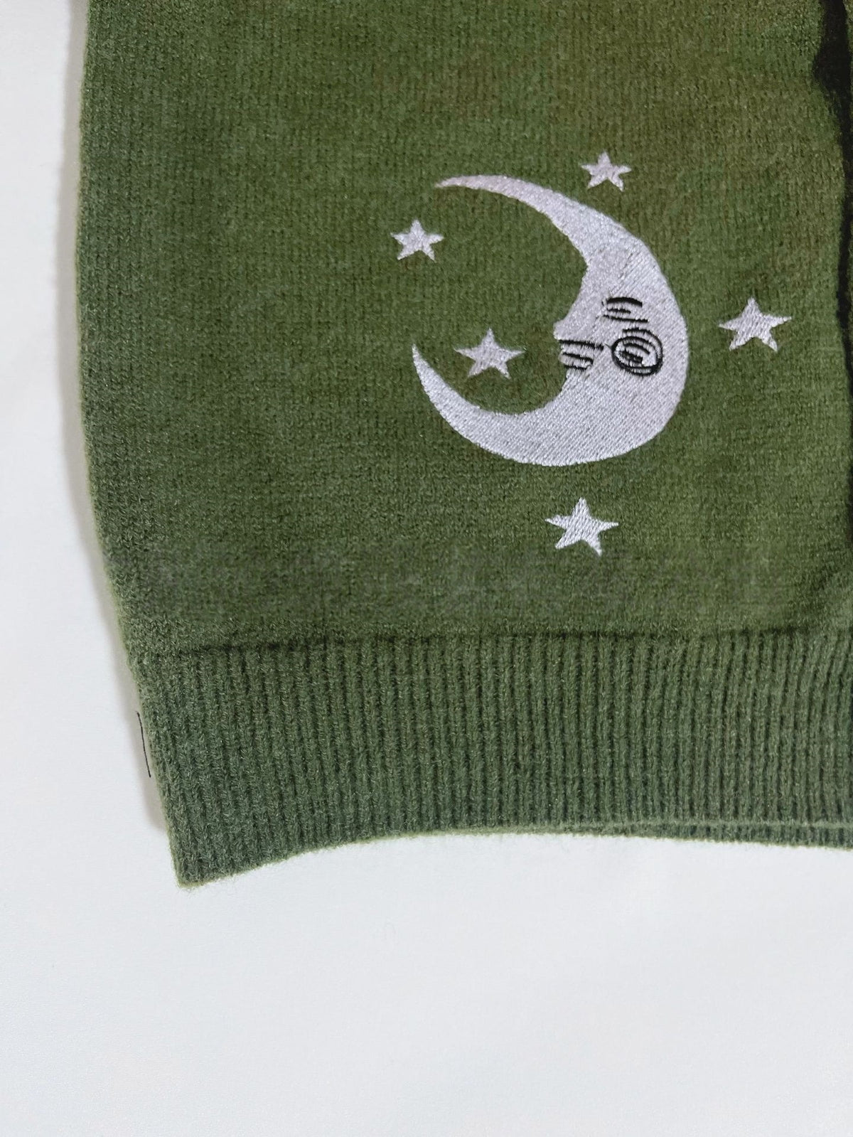 Celestial Embroidered Cropped Knit Cardigan - Green - 4