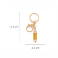 Rhinestone Pencil Charm Keychain - Gold