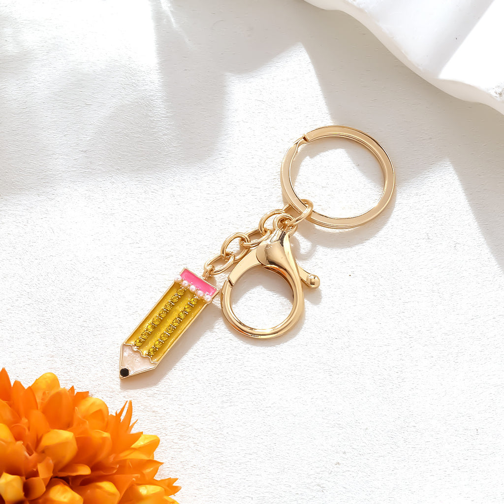 Rhinestone Pencil Charm Keychain - view 1