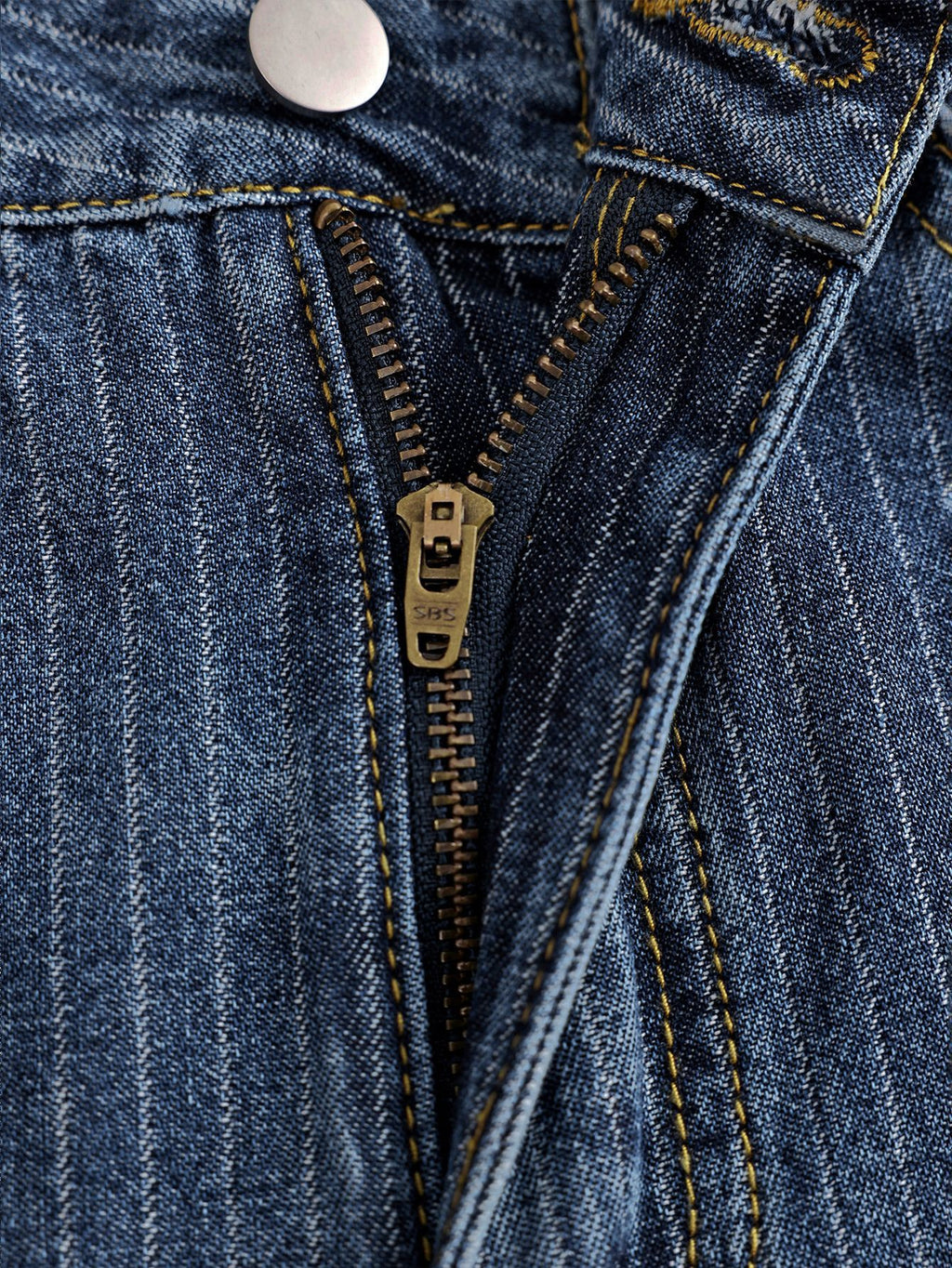 Pinstripe High Waist Wide Leg Jeans - Blue - 5