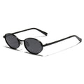 Tinted Oval Metal Frame Y2K Sunglasses - Black Grey