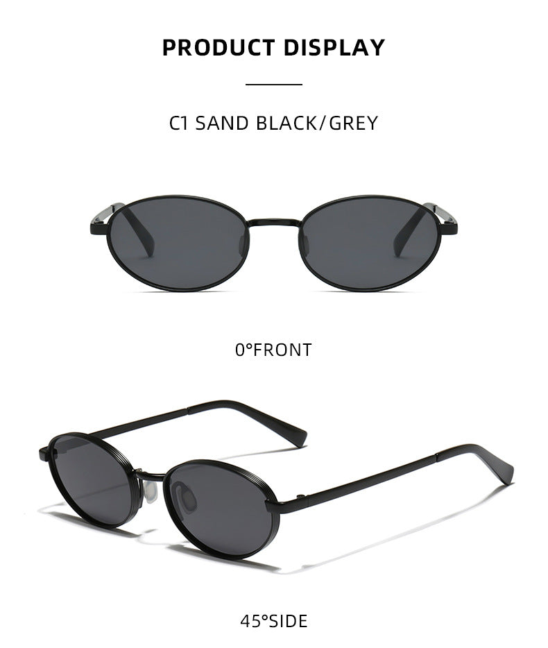 Tinted Oval Metal Frame Y2K Sunglasses - view 3