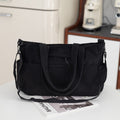 Oversized Corduroy Tote Bag with Crossbody Strap - Black