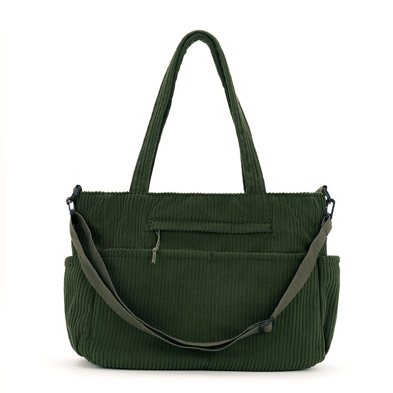Oversized Corduroy Tote Bag with Crossbody Strap