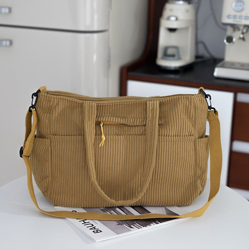 Oversized Corduroy Tote Bag with Crossbody Strap