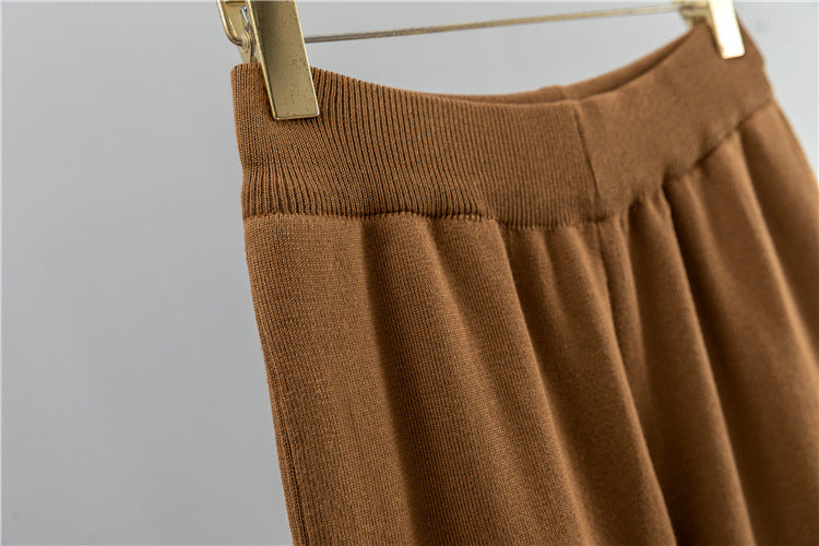 Argyle Jacquard Knit Sweater And Trouser Set - Brown - 9