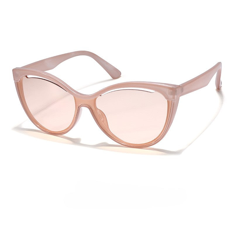 Rounded Cat Eye Two Tone Sunglasses - Apricot
