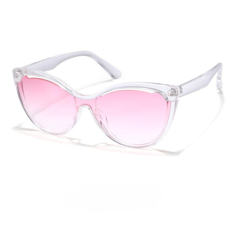 Rounded Cat Eye Two Tone Sunglasses - Pink