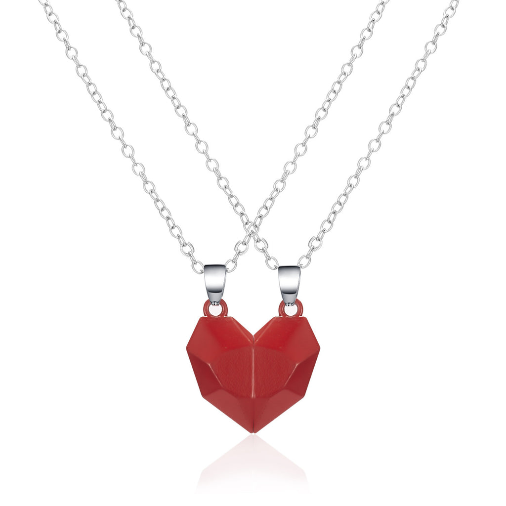 Magnetic Split Heart Couple Necklace Set - Color_05