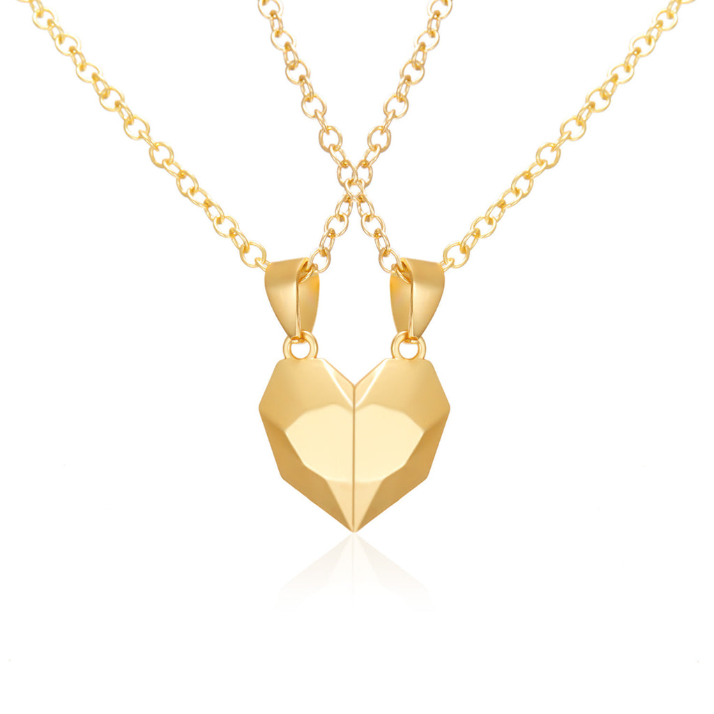 Magnetic Split Heart Couple Necklace Set - Color_07