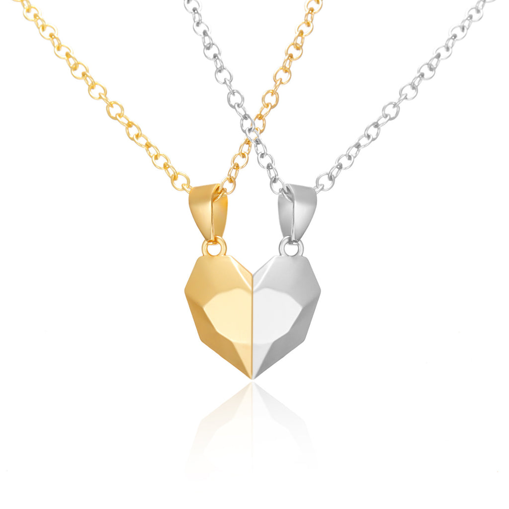 Magnetic Split Heart Couple Necklace Set - Color_08