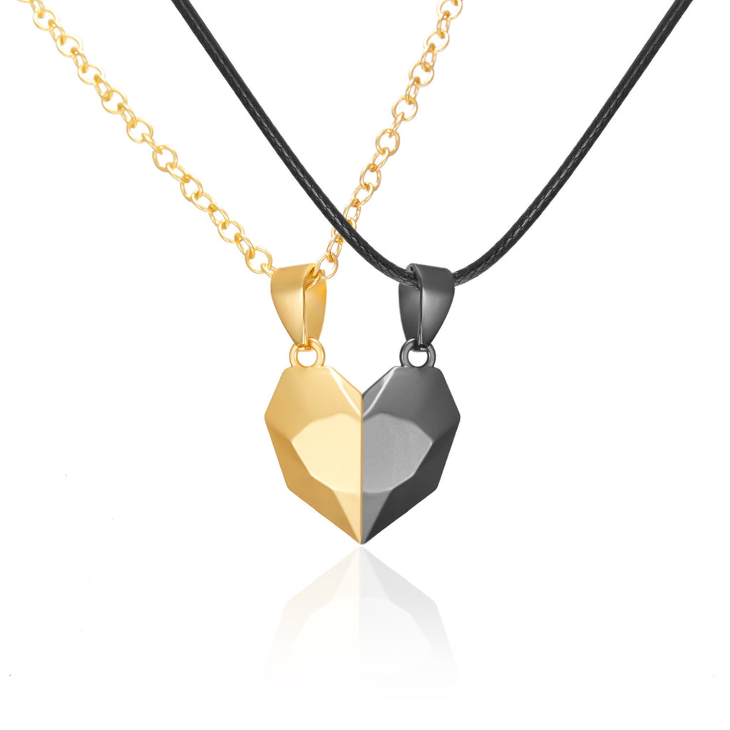 Magnetic Split Heart Couple Necklace Set - Color_09