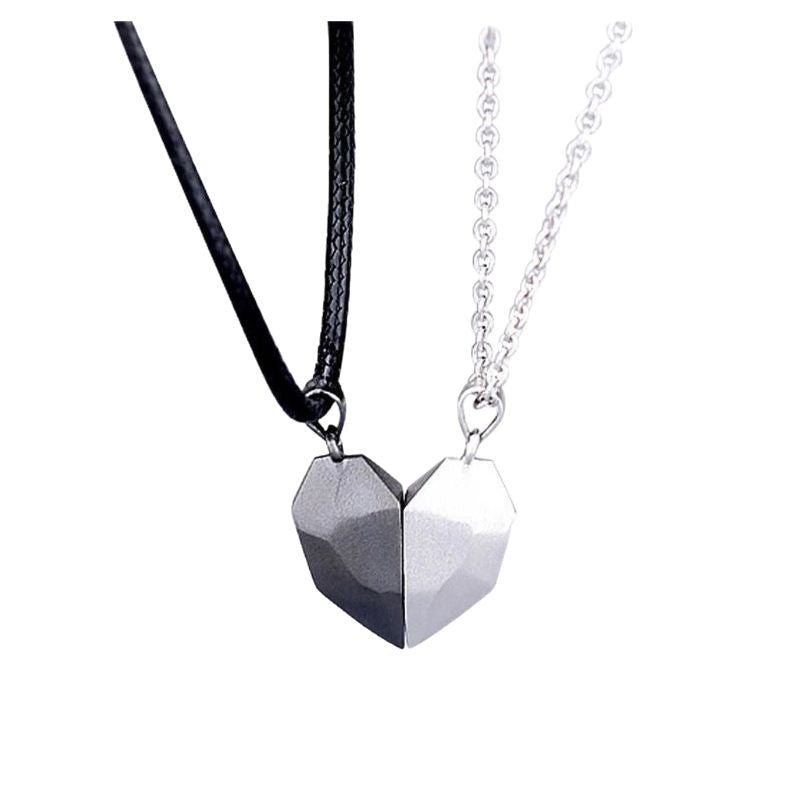 Magnetic Split Heart Couple Necklace Set - view 1