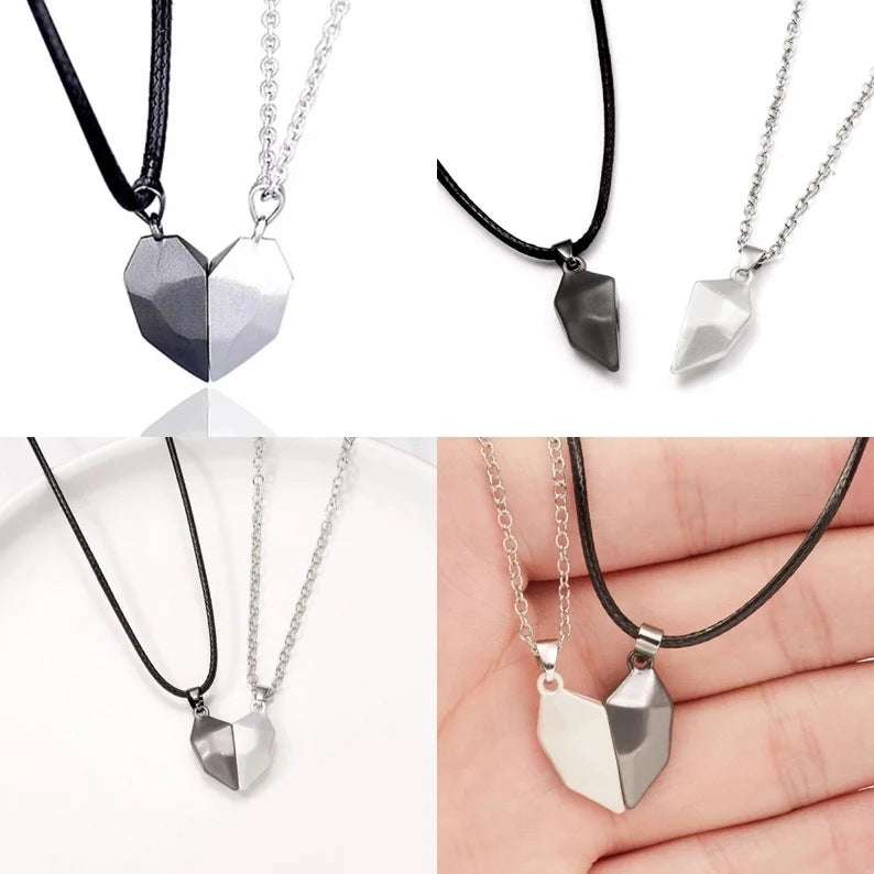 Magnetic Split Heart Couple Necklace Set - view 2