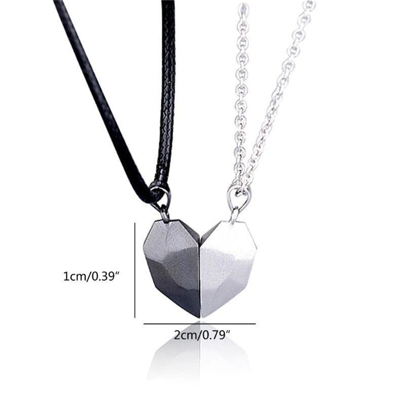 Magnetic Split Heart Couple Necklace Set - view 3