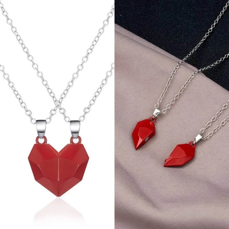 Magnetic Split Heart Couple Necklace Set - view 4